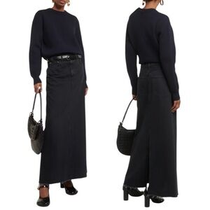 NEW AGOLDE‎ Hilla Black Denim Jean Maxi Skirt Size 28